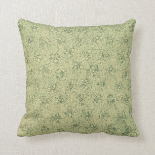 Vintage Violets Sage Green Pillow