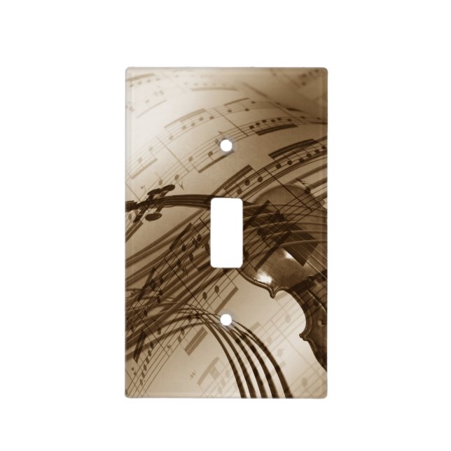 Vintage Violin and Sheet Music Light Switch Cover (Front)