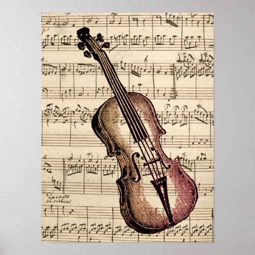Vintage Violin and Sheet Music