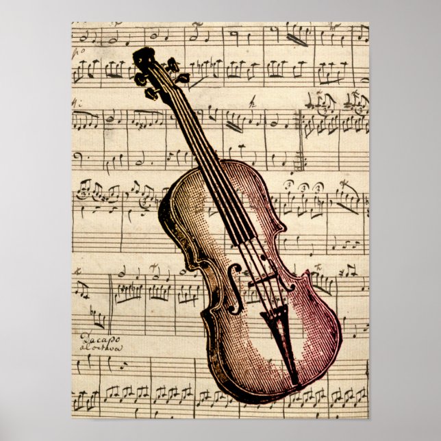 Vintage Violin and Sheet Music Poster (Front)