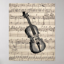 Vintage Violin and Sheet Music Poster