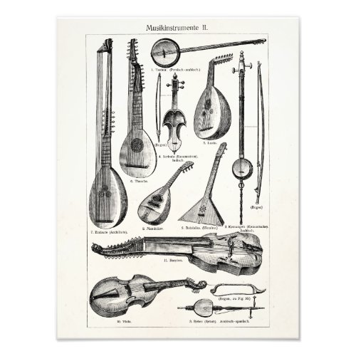 Vintage Violin Cello String Musical Instruments Photo Print