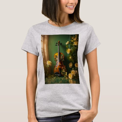 VINTAGE violin decorated all around with three_dim T_Shirt