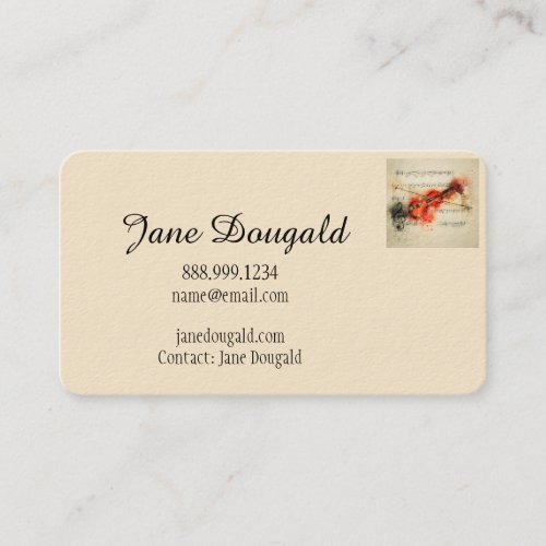 Vintage Violin Fiddle Musician Music Business Card