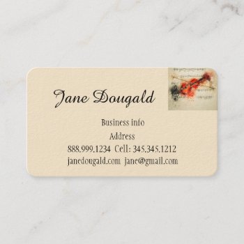 Vintage Violin Fiddle Musician Music Business Card by countrymousestudio at Zazzle