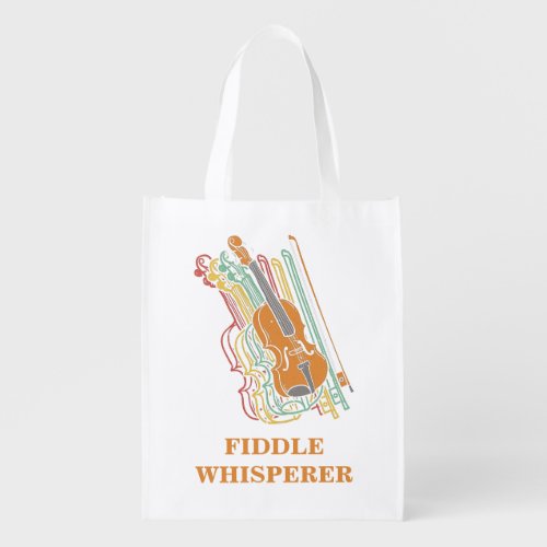 Vintage Violin Fiddle Whisperer Grocery Bag