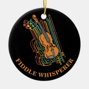 Vintage Violin Fiddle Whisperer Pun Ceramic Ornament