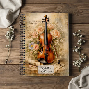 Vintage Violin Floral Composition Notebook