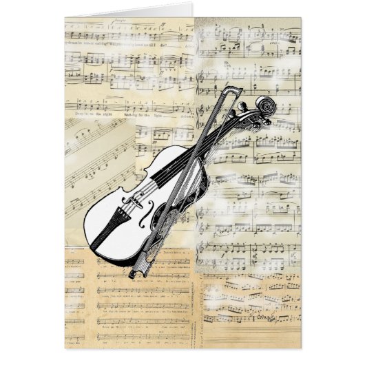 Vintage Violin Music Card (Front)