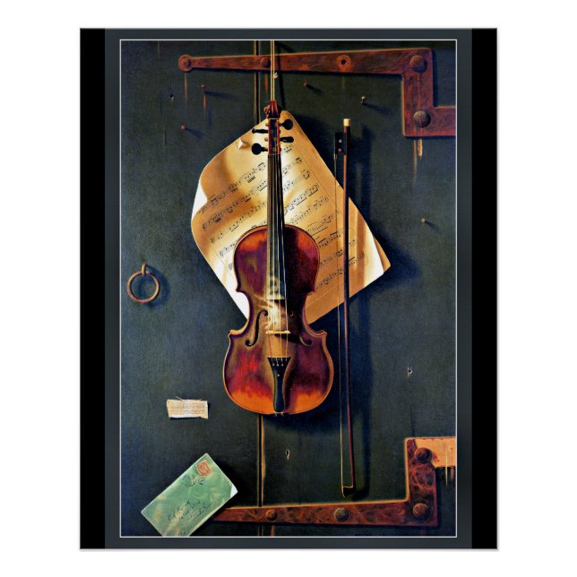 Vintage Violin Music Illustration Poster (Front)
