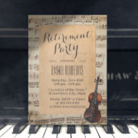 Vintage Violin Music Notes Musical Retirement