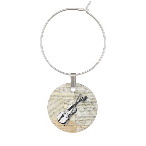 Vintage Violin Music Wine Charm