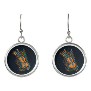 Vintage Violin Mutli Color Violinist Earrings