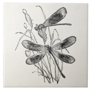 Vintage Virgin Dragonfly Personalized Template Ceramic Tile