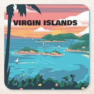 Vintage Virgin Islands, add text, Coaster