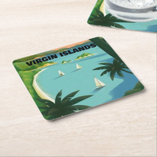 Vintage Virgin Islands, add text, Coaster
