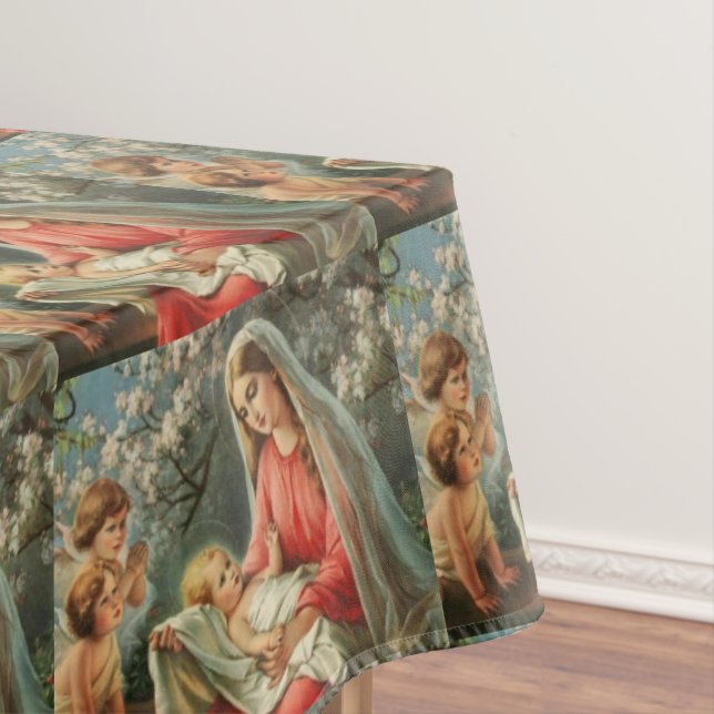 Vintage Virgin Mary & Baby Jesus Tablecloth (In Situ)