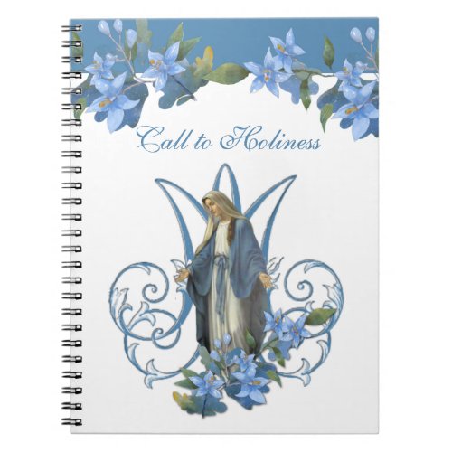 Vintage Virgin Mary Catholic Floral Religious Card Notebook