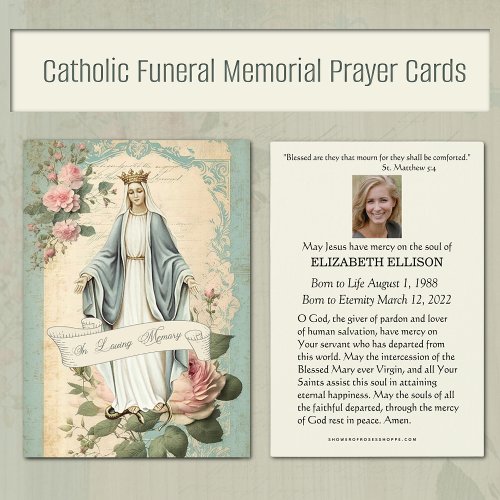 Vintage Virgin Mary Funeral Memorial Prayer