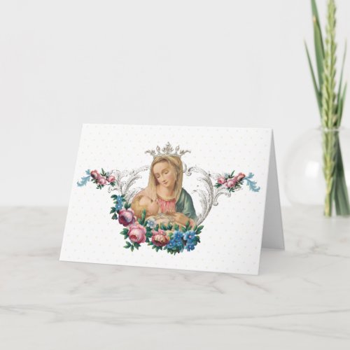 Vintage Virgin Mary Jesus Elegant Catholic Card