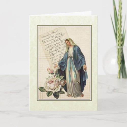 Vintage Virgin Mary Jesus Religious Memorare Card
