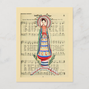 Vintage Virgin Mary Our Lady of Light folk art Postcard
