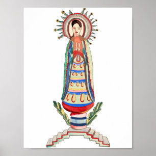 Vintage Virgin Mary Our Lady of Light folk art Poster
