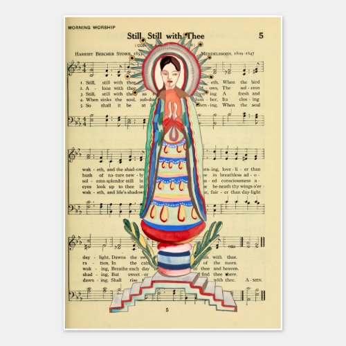 Vintage Virgin Mary Our Lady of Light folk art Sticker