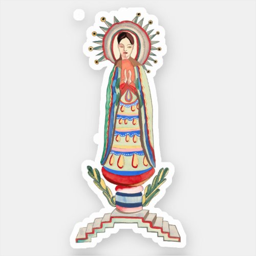 Vintage Virgin Mary Our Lady of Light folk art Sticker