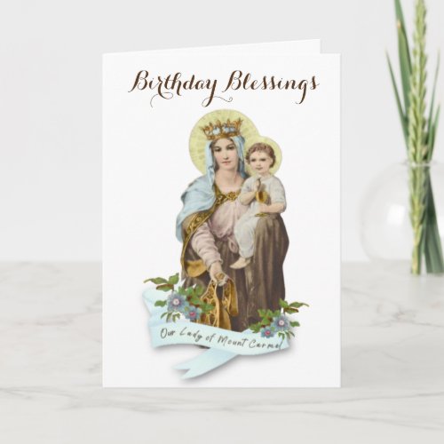Vintage Virgin Mother Mary Mount Carmel Religious Card