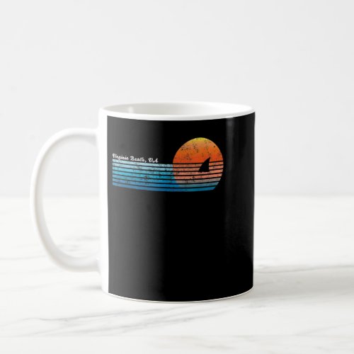 Vintage Virginia Beach VA Retro 80s Shark Fin Sun Coffee Mug
