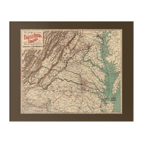 Vintage Virginia Civil War Battlefields Map 1895 Acrylic Print