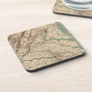 Vintage Virginia Civil War Battlefields Map, 1895 Beverage Coaster