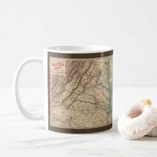 Vintage Virginia Civil War Battlefields Map 1895 Coffee Mug