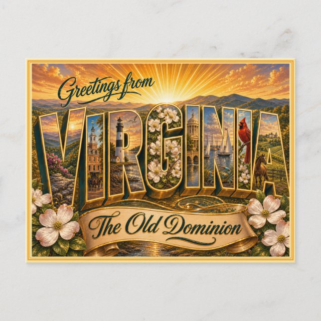 Vintage Virginia Greeting From Postcard (Front)