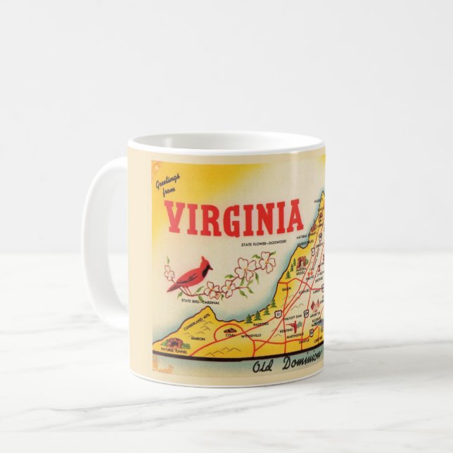 Vintage Virginia Map Mug  (Front Left)
