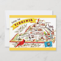 Vintage Virginia Map Postcard 