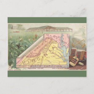 Vintage Virginia Map Postcard