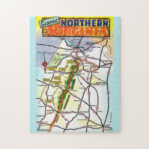 Vintage Virginia Postcard Map Jigsaw Puzzle