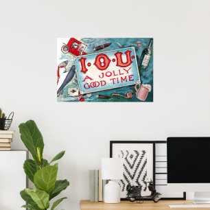 Vintage Vises Party, Gambling Drinking Smoking Poster