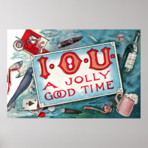 Vintage Vises Party, Gambling Drinking Smoking Poster