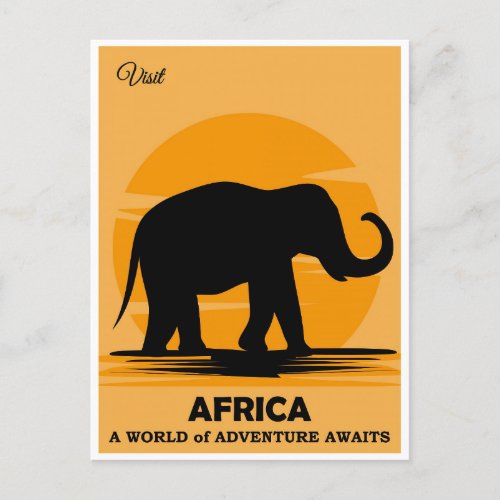 Vintage Visit Africa African Elephant Travel Postcard