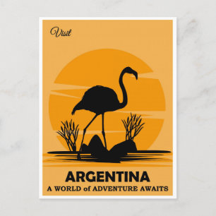 Vintage Visit Argentina Flamingo Travel Postcard