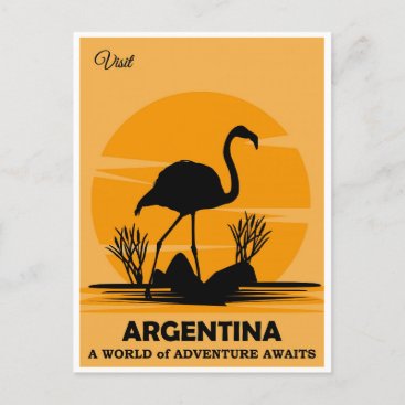 Vintage Visit Argentina Flamingo Travel  Postcard