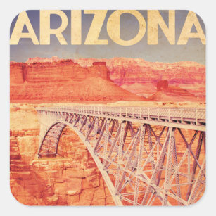 Vintage Visit Arizona Navajo Bridge Square Sticker