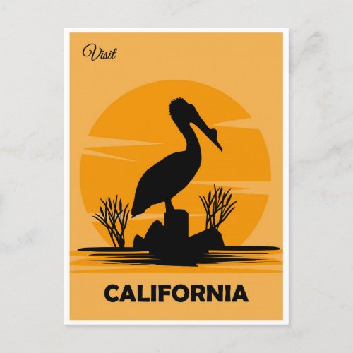 Vintage Visit California Pelican Travel  Postcard