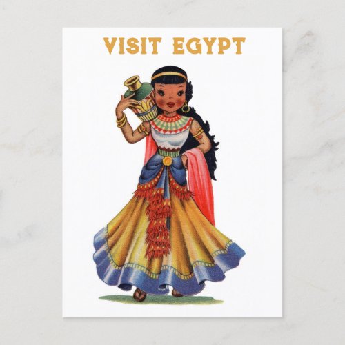 Vintage Visit Egypt Egyptian Woman Travel Postcard
