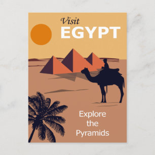Vintage Visit Egypt Explore the Pyramids Travel Postcard
