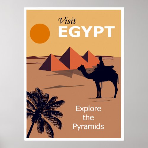 Vintage Visit Egypt Explore the Pyramids Travel Poster