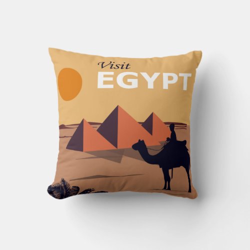 Vintage Visit Egypt Explore the Pyramids Travel Throw Pillow